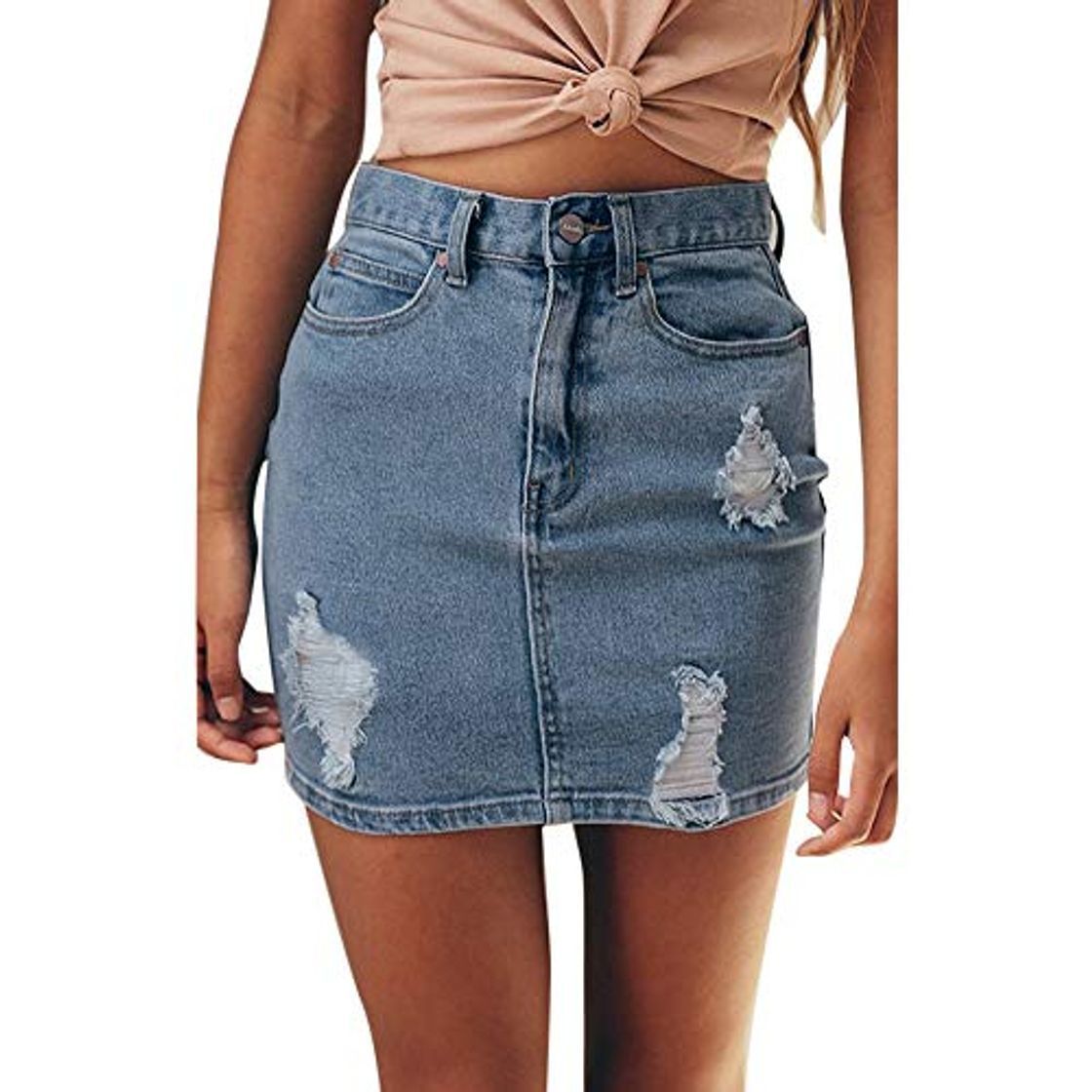 Social QLJ02 Jeans De Moda Falda De Las Mujeres De Cintura Alta Denim