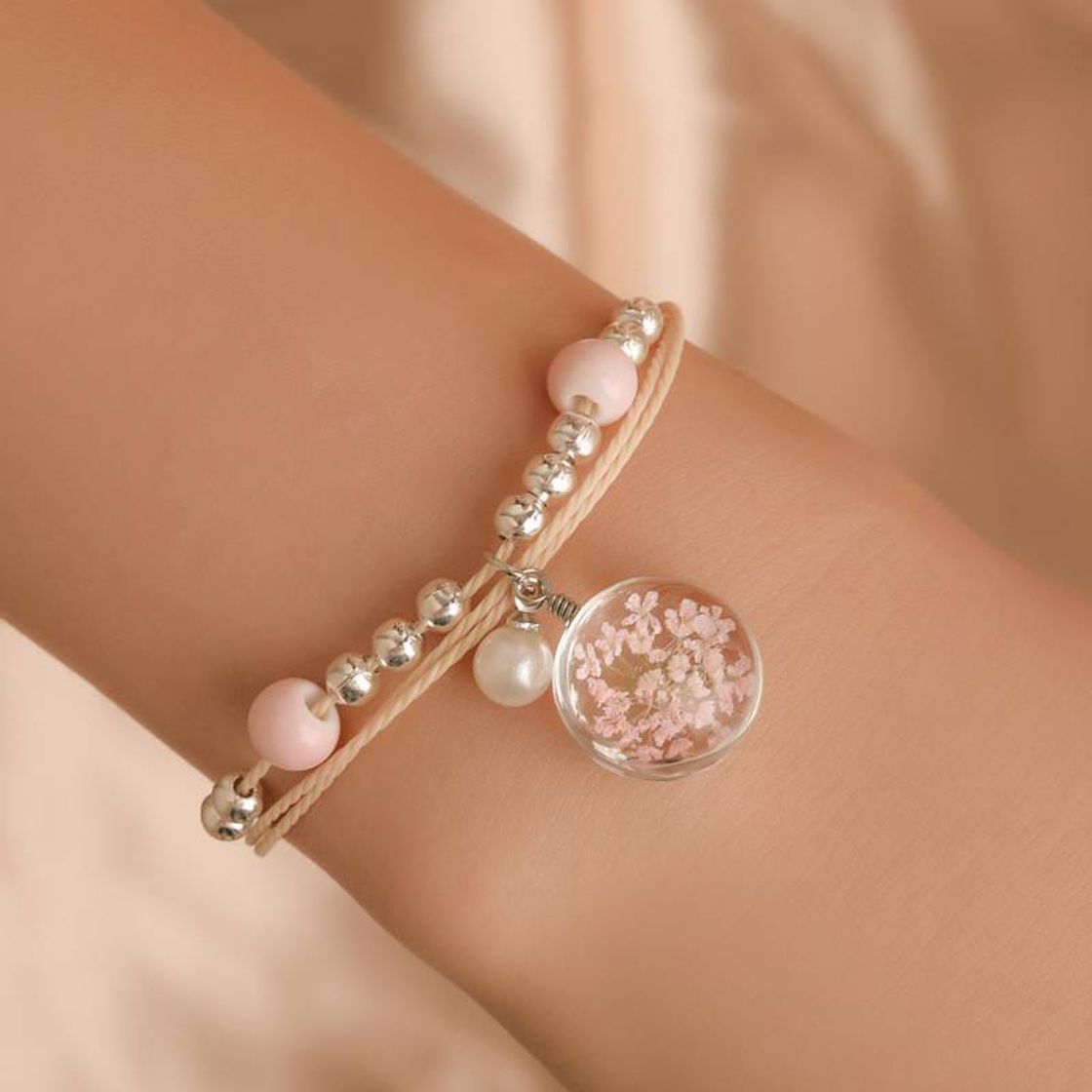 Social Pulseira com bolas de Cristal