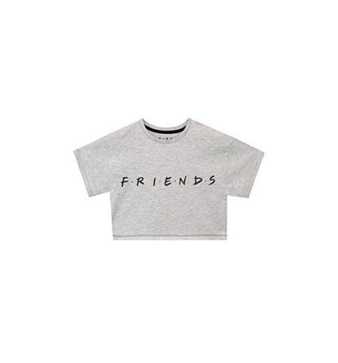 Friends Camiseta de Crop de Manga Corta para Niñas Gris 12-13 Años