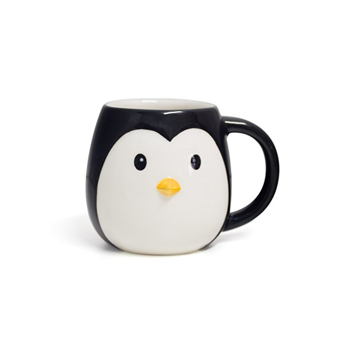 Home Balvi Mug Pingo Taza en Forma de Cabeza de pingüino Capacidad 400ml Apta para lavavajillas y microondas Cerámica