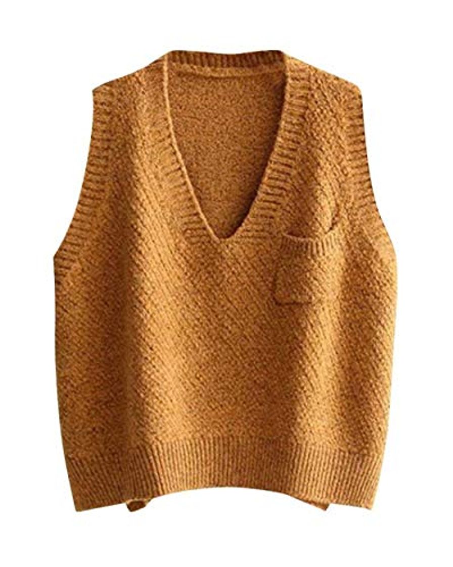 Moda Chaleco De Punto Mujer Sin Mangas V Cuello Anchos Unicolor Pullover Punto Otoño Joven Invierno Vintage Elegantes Casuales Fashion Termica Pullover Sweater Jerseys Women