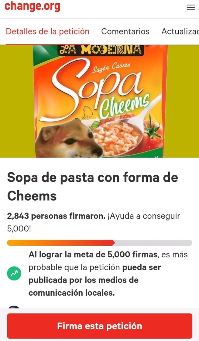 Moda CHANGE.ORG por la sopita de Cheems 