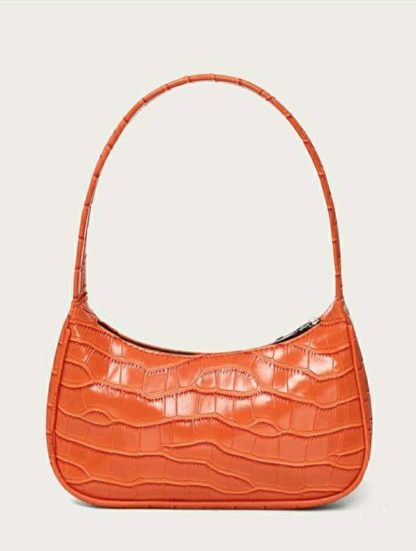 Fashion Laranja crocodilo bolsa de ombro      SHEIN