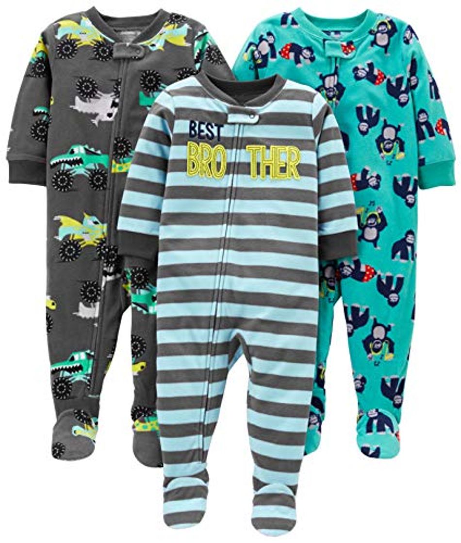 Fashion Simple Joys by Carter's 3-Pack Flame Resistant Fleece Footed Pajamas Infant-and-Toddler Sets,