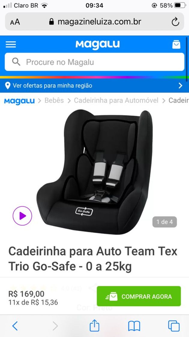 Moda Cadeirinha para Auto Team Tex Trio Go-Safe - 0 a 25kg ...