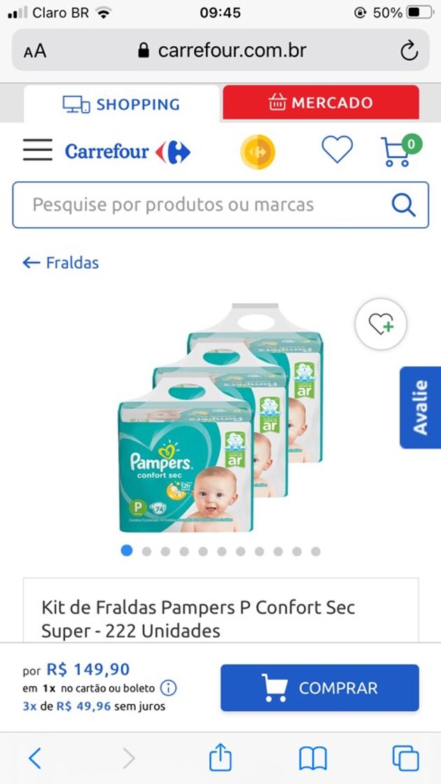 Fashion Kit de Fraldas Pampers P Confort Sec Super - 222 Unidades ...