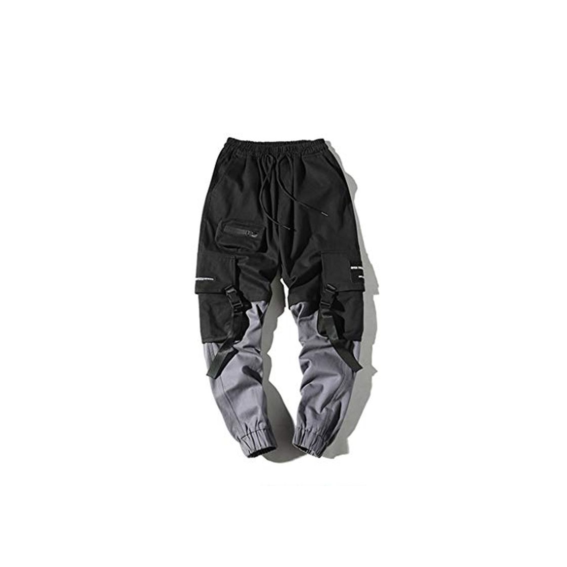 Producto Hombres Streetwear Pantalones Cintas Harajuku Bolsillos MúLtiples Decorar EláStico Costura Color Hombre