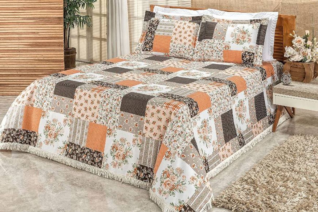 Moda Cobre Leito la Bella Bia Enxovais Patchwork Laranja Queen Te