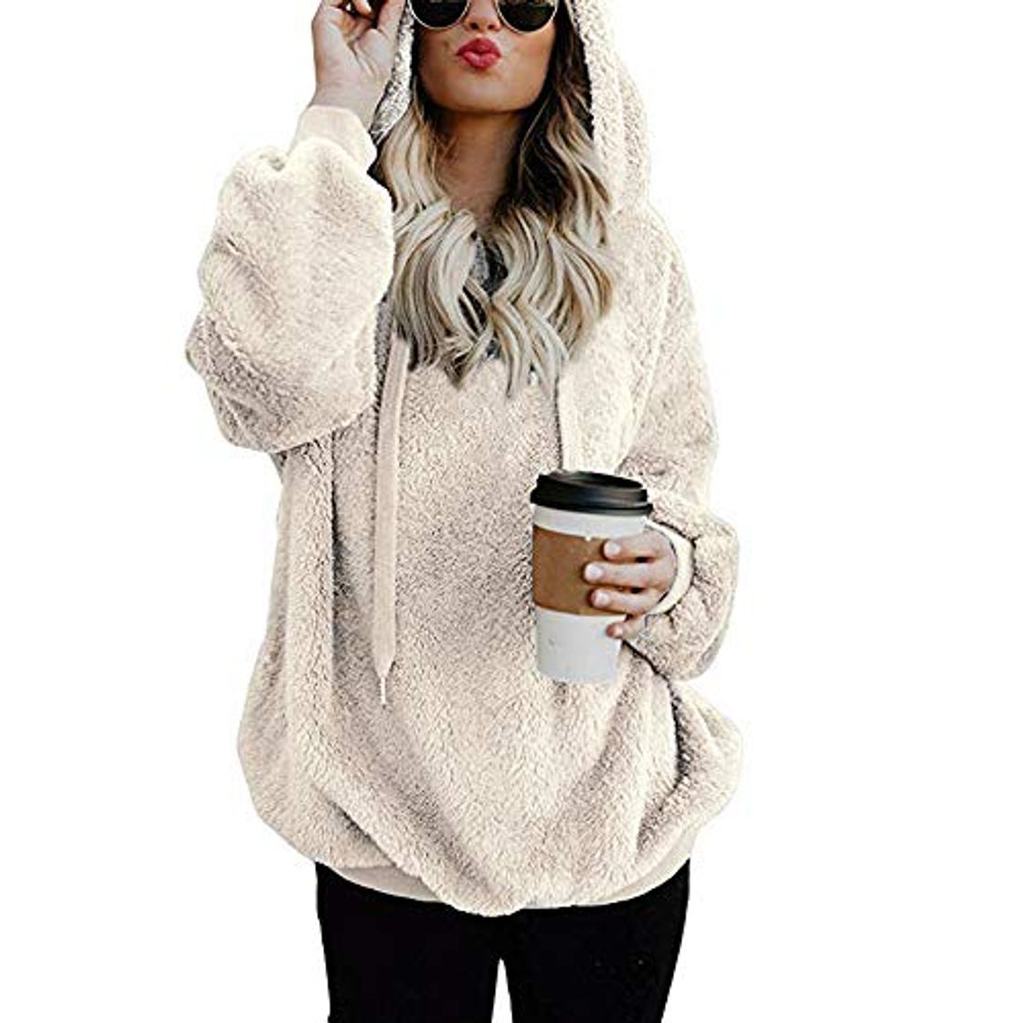 Fashion Mujer Caliente y Esponjoso Tops Chaqueta Suéter Abrigo Jersey Mujer Otoño