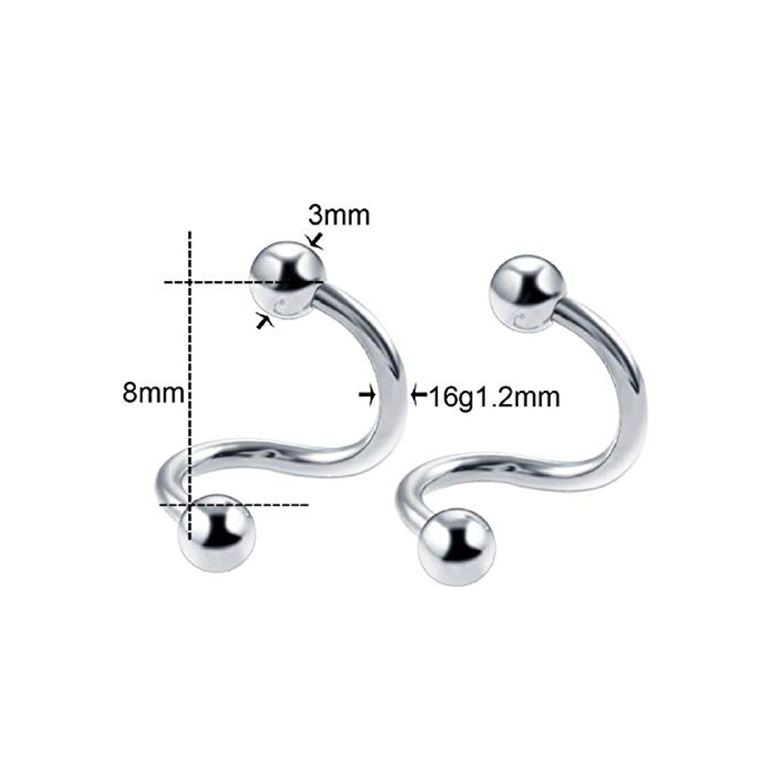 Moda Niaofeces Anillo De La Nariz 2Pcs Anillos De Segmento De Acero Piercing