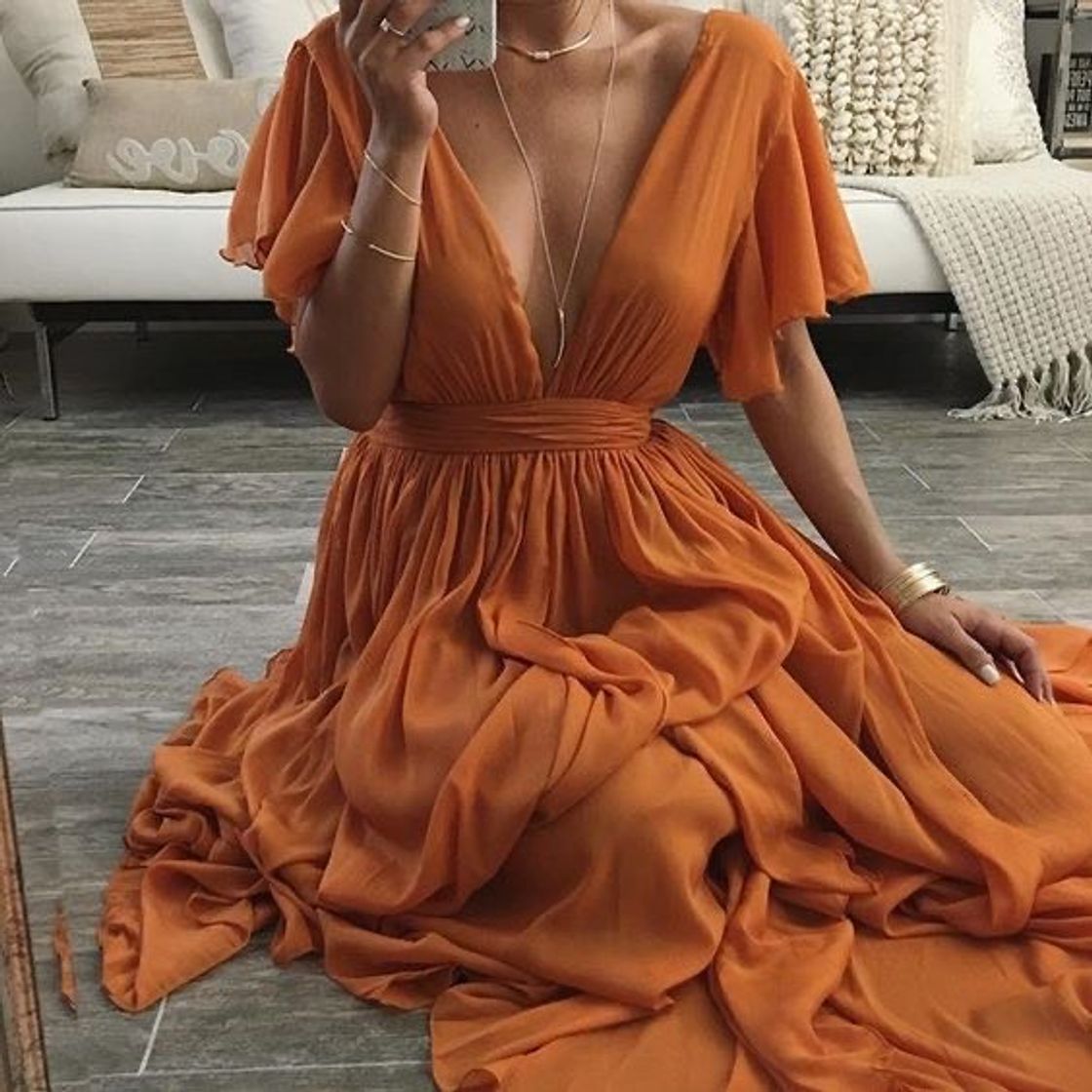 Moda orange day dress