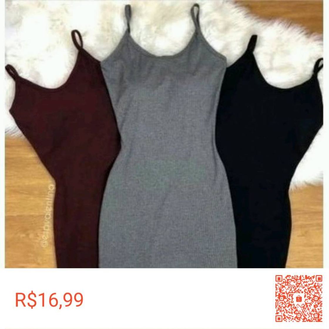 Moda Confira Vestido canelado curto Alcinha por R$16,99. 