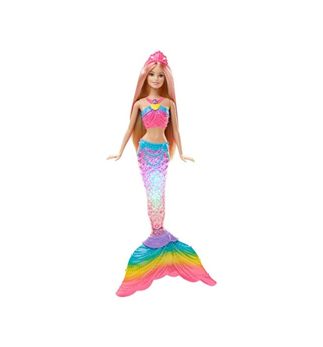 Product Barbie Dreamtopia, muñeca Sirena Luces de Arcoíris, regalo para niñas y niños