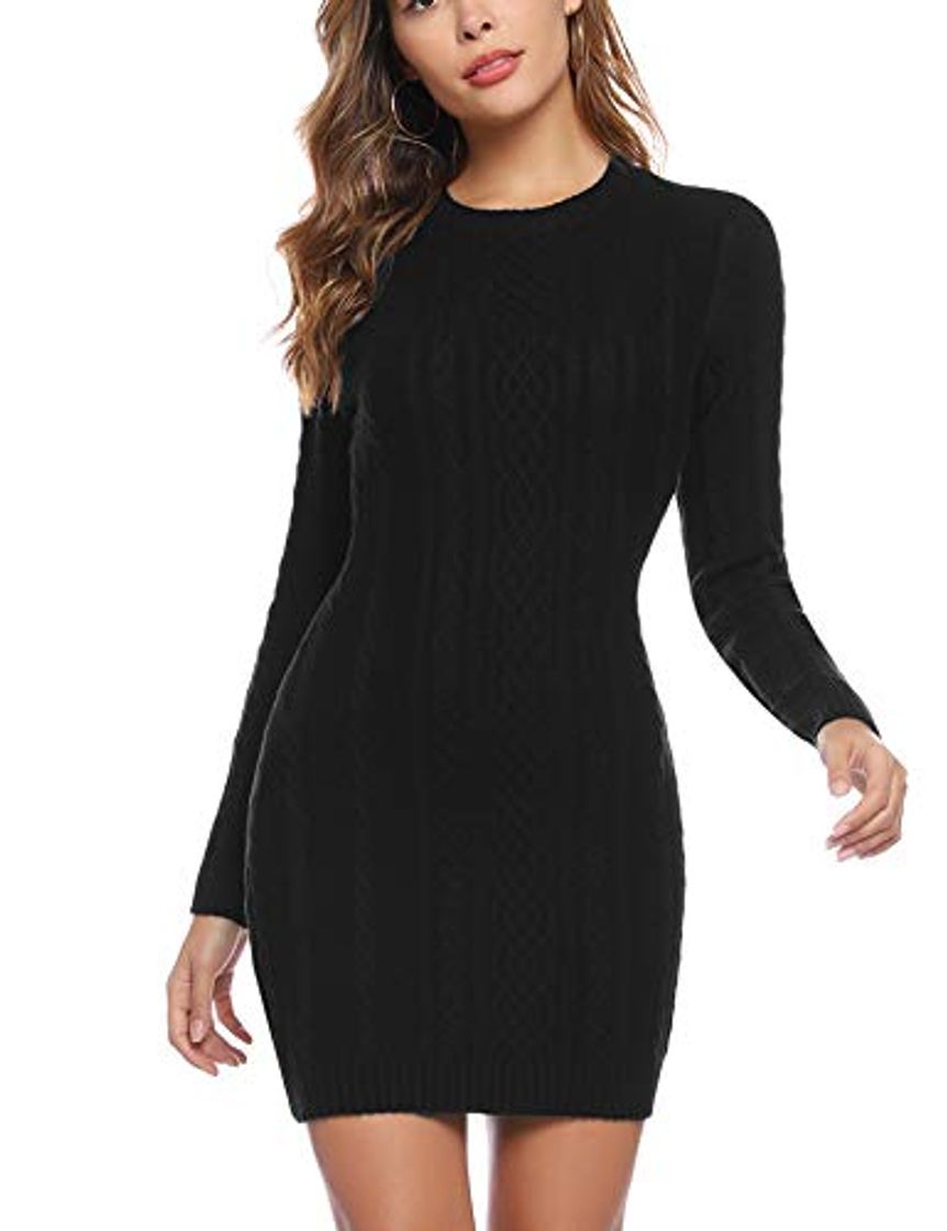 Social Aibrou Vestido Sueter de Punto Cuello Redondo para Mujer