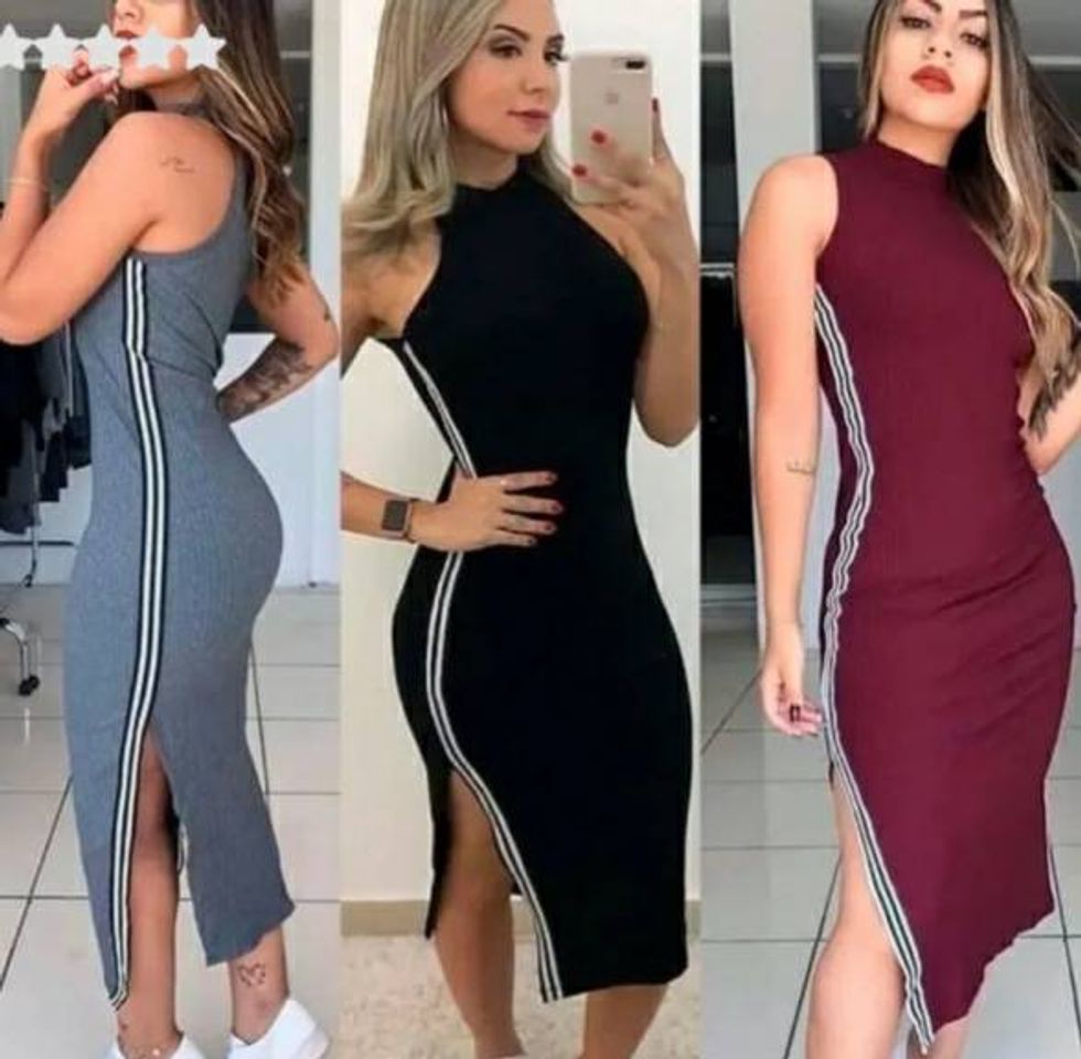 Fashion Vestido Midi Justo Acinturado