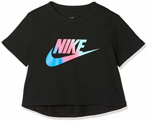 Nike Sportswear Short T-Shirt Girls Camiseta de Manga Corta, Niñas, Negro