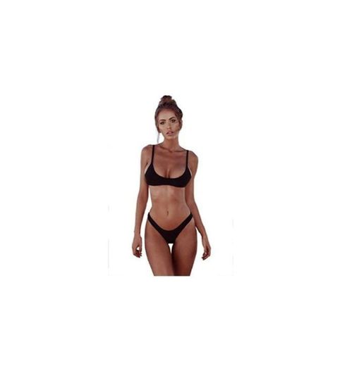 heekpek Bikinis Mujer 2019 Brasileños Bañador Ropa de Baño Push Up Dos Piezas con Relleno Traje de Baño de Tubo Color Liso