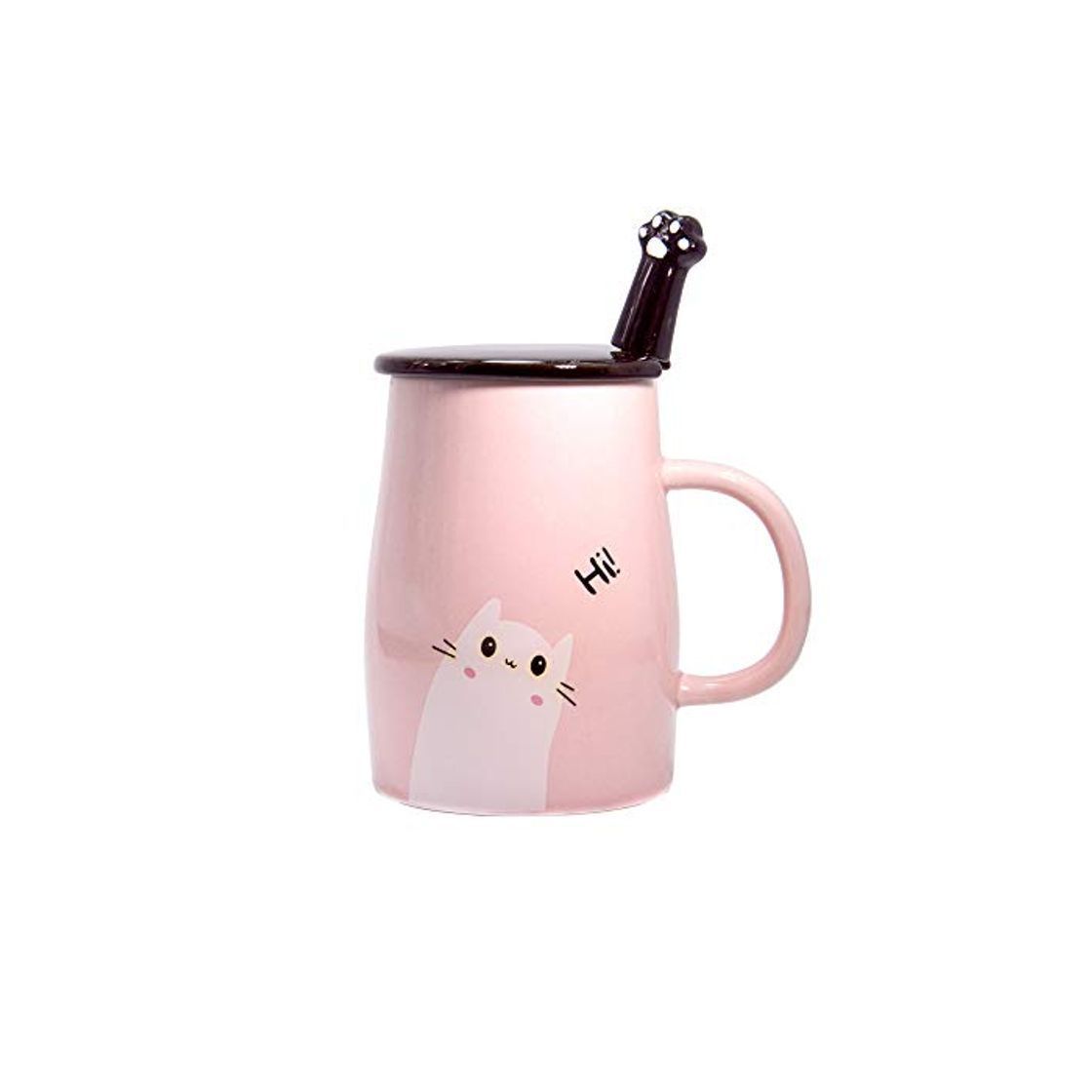 Social Taza Linda del Gato Taza de café de cerámica con Cuchara de