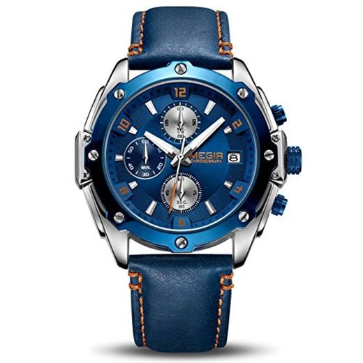 Relojes Hombres Cronógrafo Analógico Cuarzo Reloj Impermeable Deporte Reloj