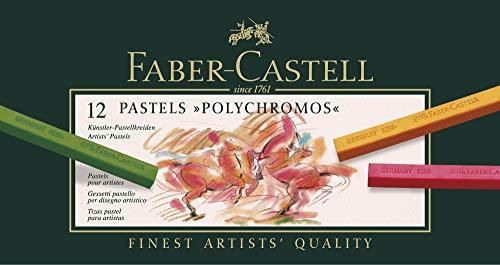 Faber-Castell 128512 - Estuche de cartón con 12 tizas pastel polychromos