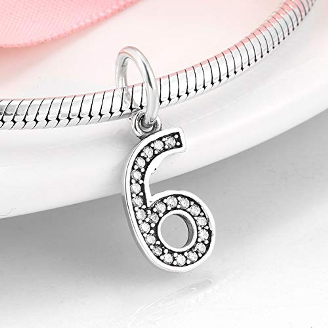 Moda DFGSDFB 925 Sterling Silver Number 6 Zircon Charms Beads Fit Original Charm Bracelets Silver Jewelry DIY Berloque