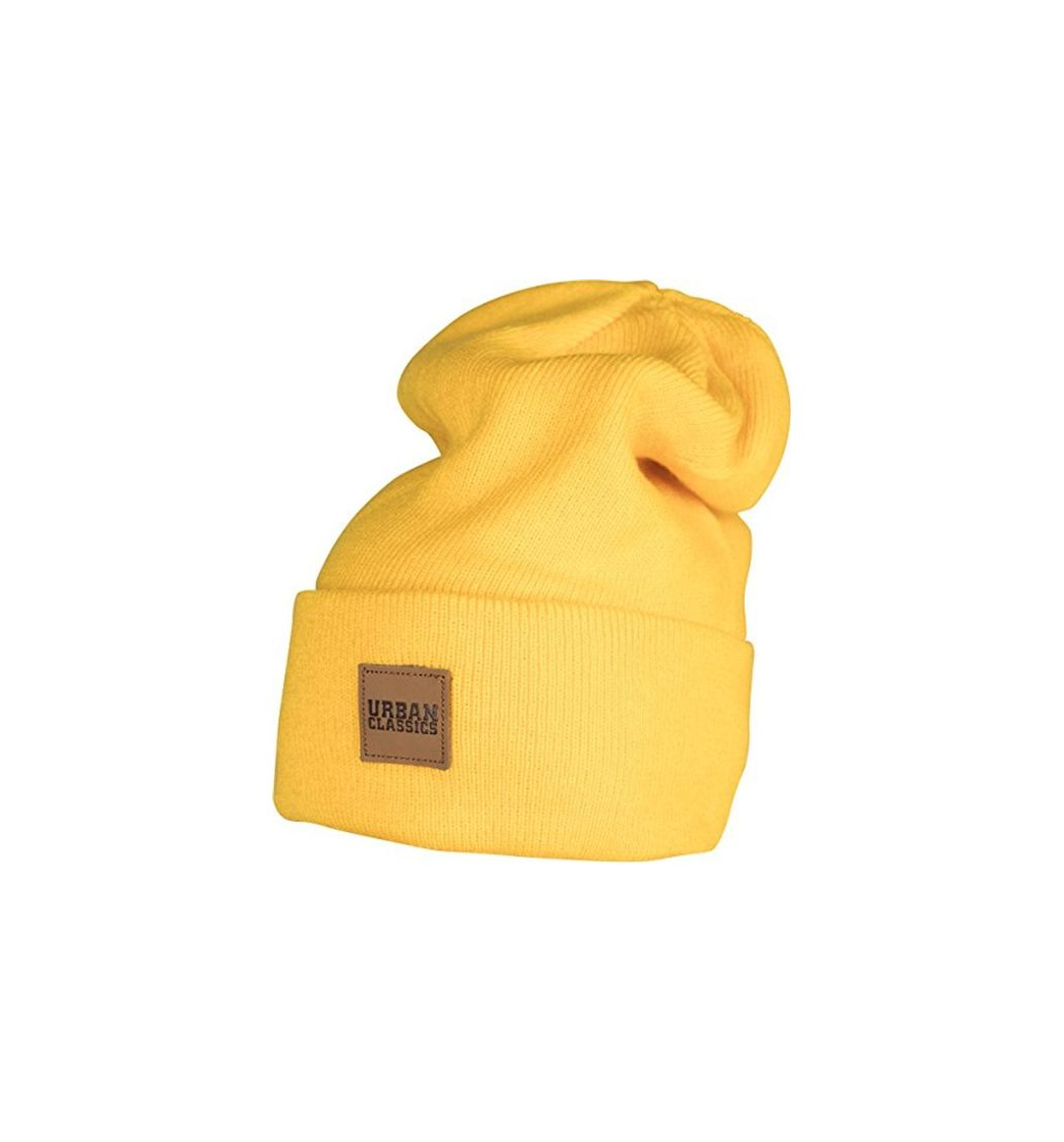 Producto Urban Classics Leatherpatch Long Beanie Gorro de Punto, Amarillo