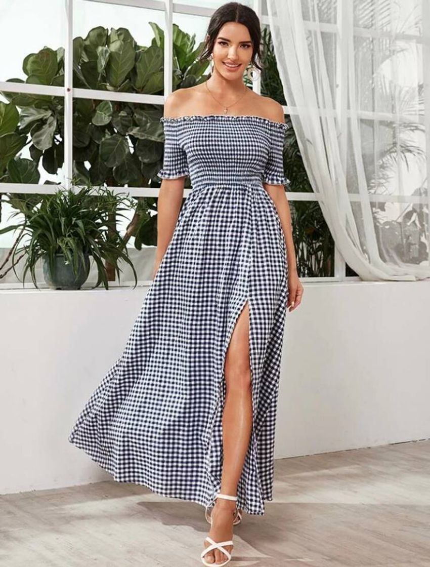 Marinha babado guingão Boho