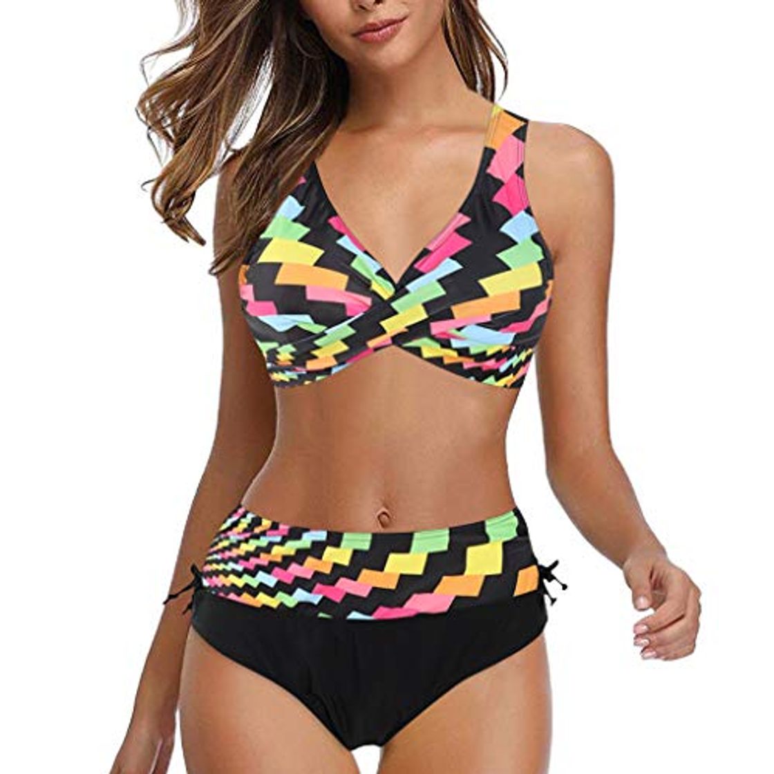 Product Bikini Mujer Push Up Brasileño Conjunto de Traje de BañO Estampado 3D Acolchado Bra Tops y Braguitas Bikini Sets Talla Grande Bañador de Baño 2 Piezas riou