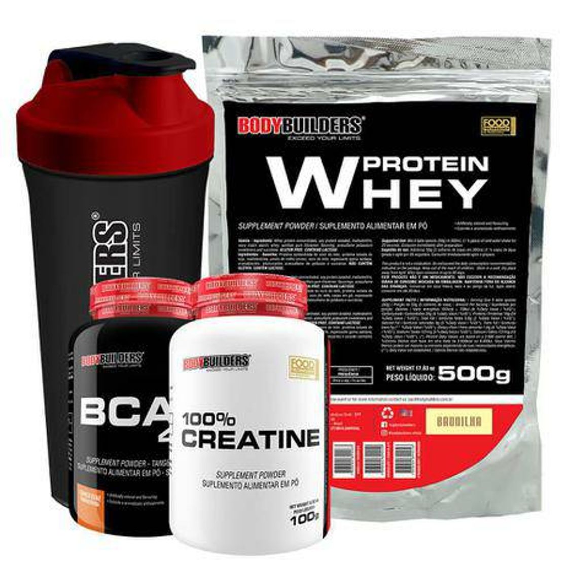 Moda Kit Whey Protein 500g Bau + BCAA 4,5 100g + Creatine 100g +