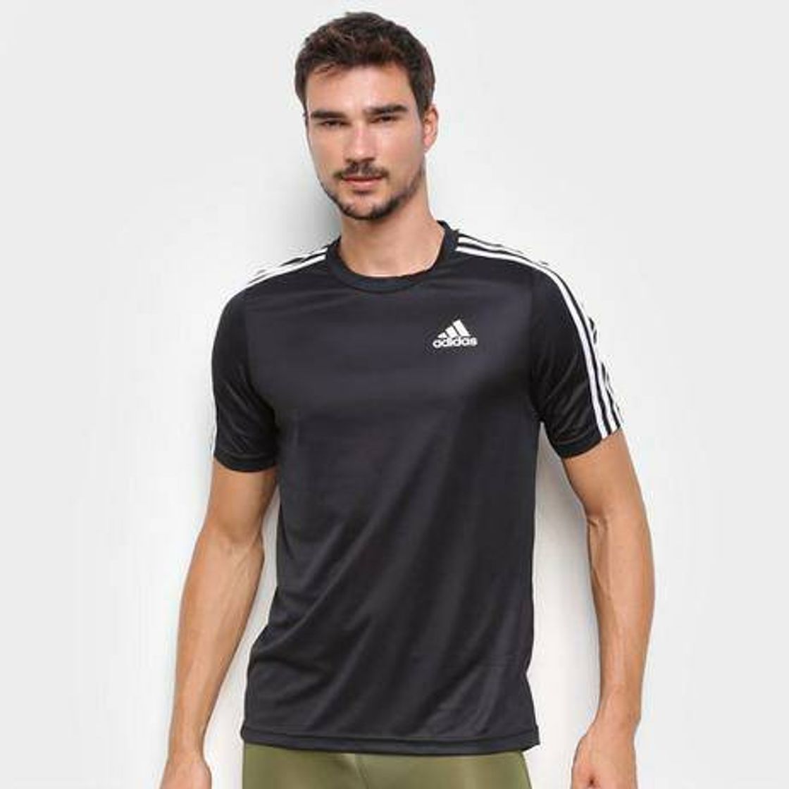 Moda Camiseta Adidas Designed to Move Sport 3 Listras Masculina

