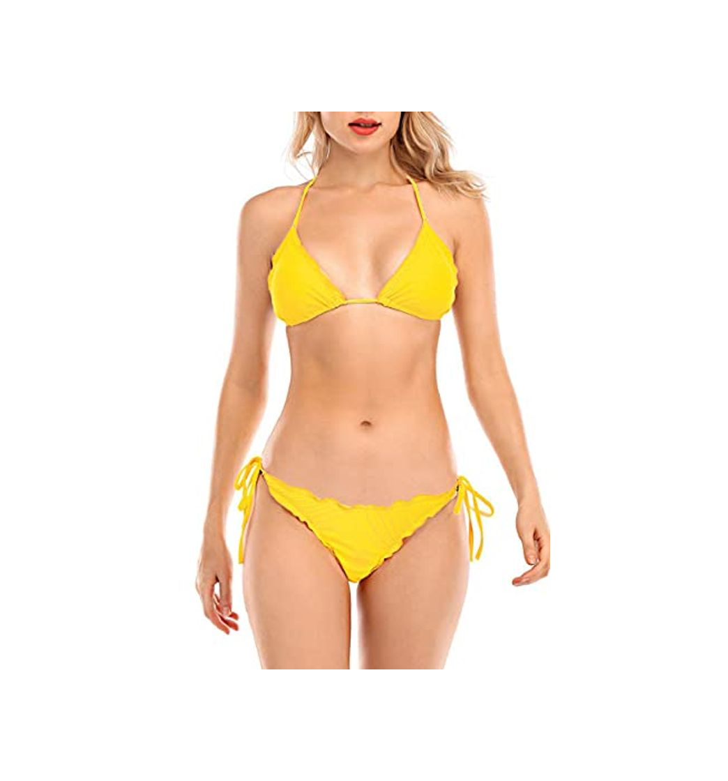 Moda heekpek Conjunto Bikini Sexy Mujer Triangular Halter Bikinis Brasileños Ajustables Ropa de Playa Dos Piezas Bañadores Bikini de Traje de baño