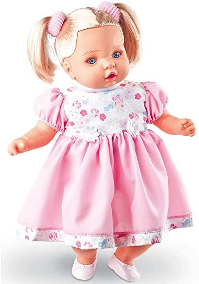 Moda Boneca Angelina Loira 62 Frases 48Cm. 