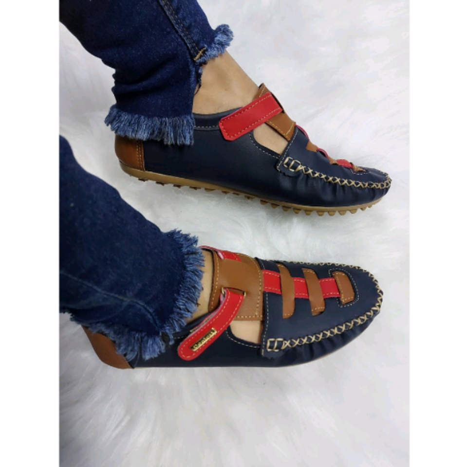 Fashion Mocassim feminino gladiador combinações casual novidade 