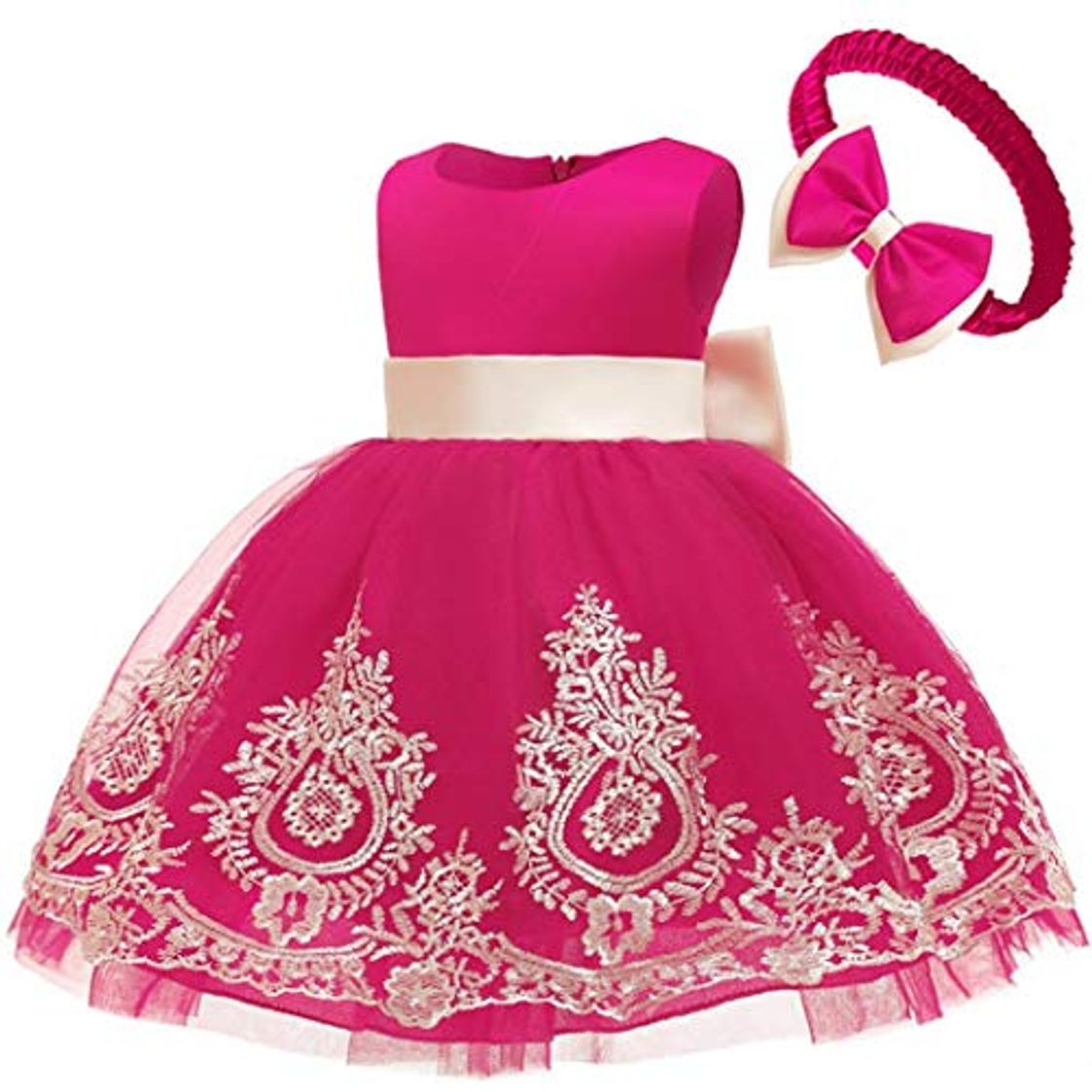 Moda Vestido De Encaje Bordado Vestido Floral del Cordón con Las Niñas 0