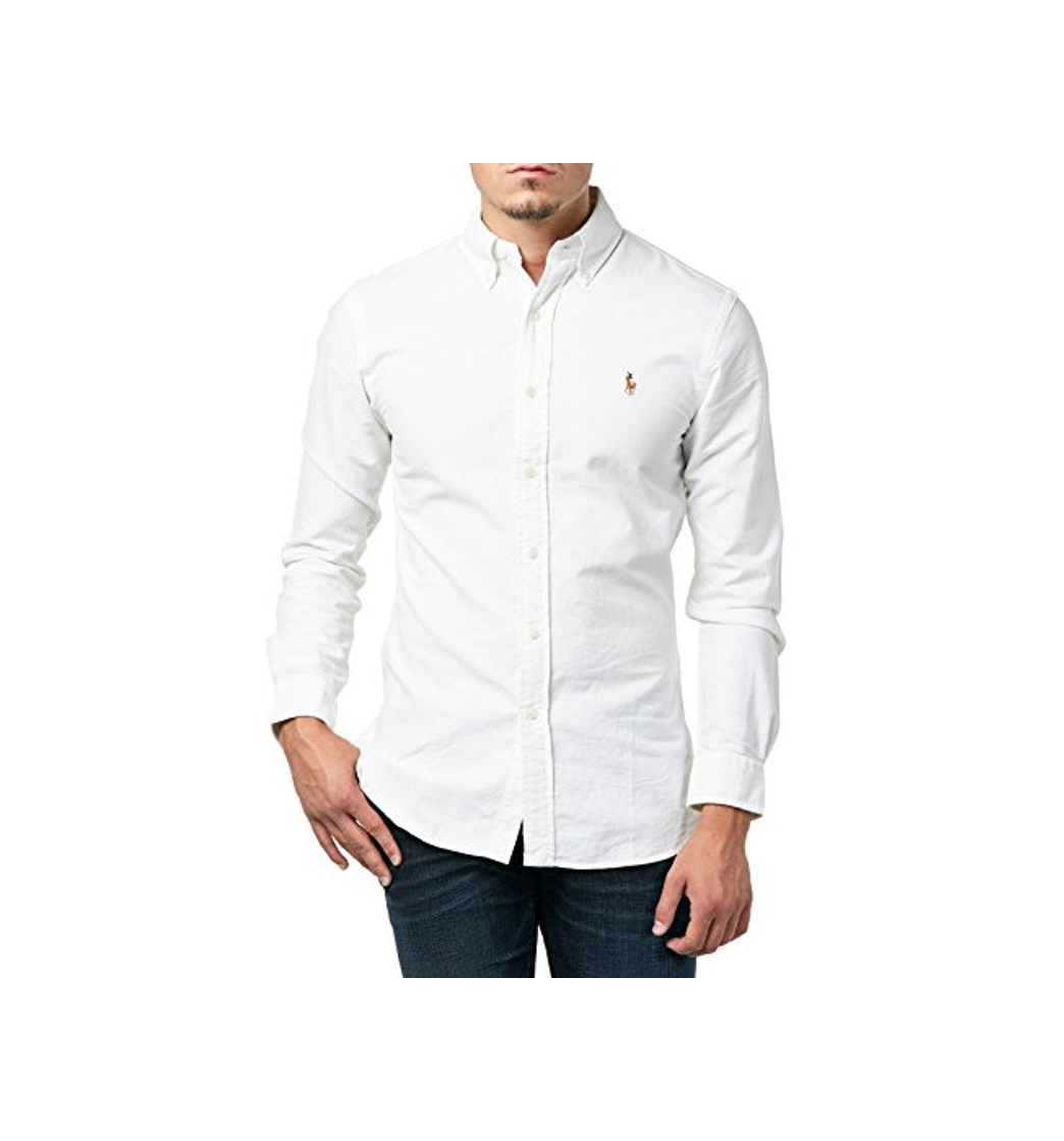 Moda Polo Ralph Lauren Slim FT BD PPC Camisa Casual, Blanco