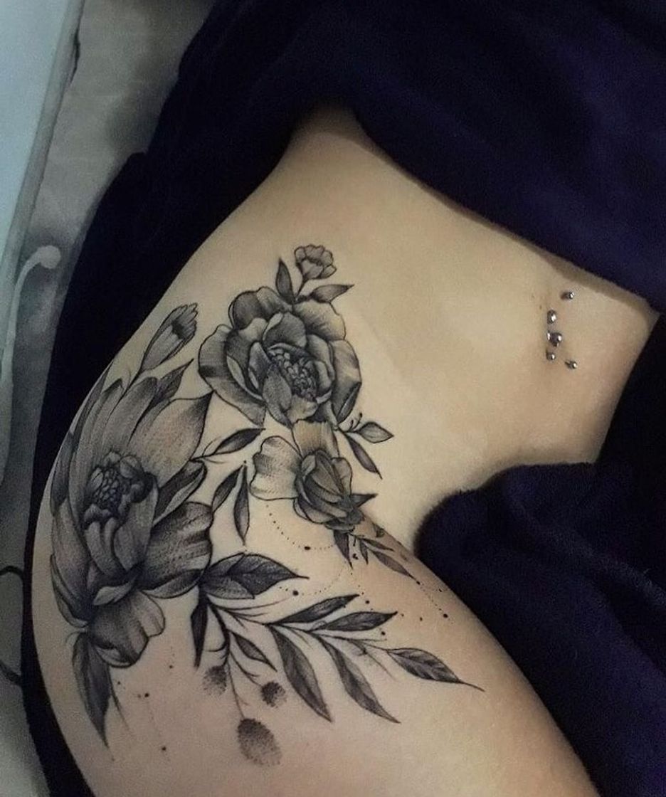 Fashion Tatuagem floral feminina