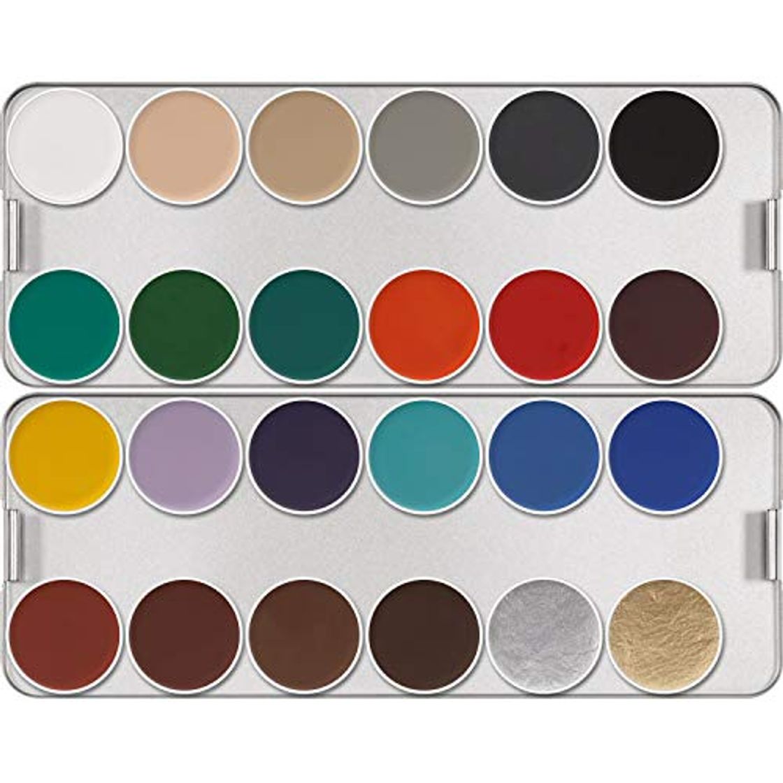 Belleza Aquacolor KRYOLAN maquillaje PALETA DE COLORES de metal 24