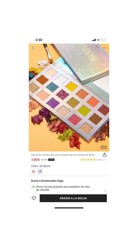 Producto Paleta de sombras de ojos shein