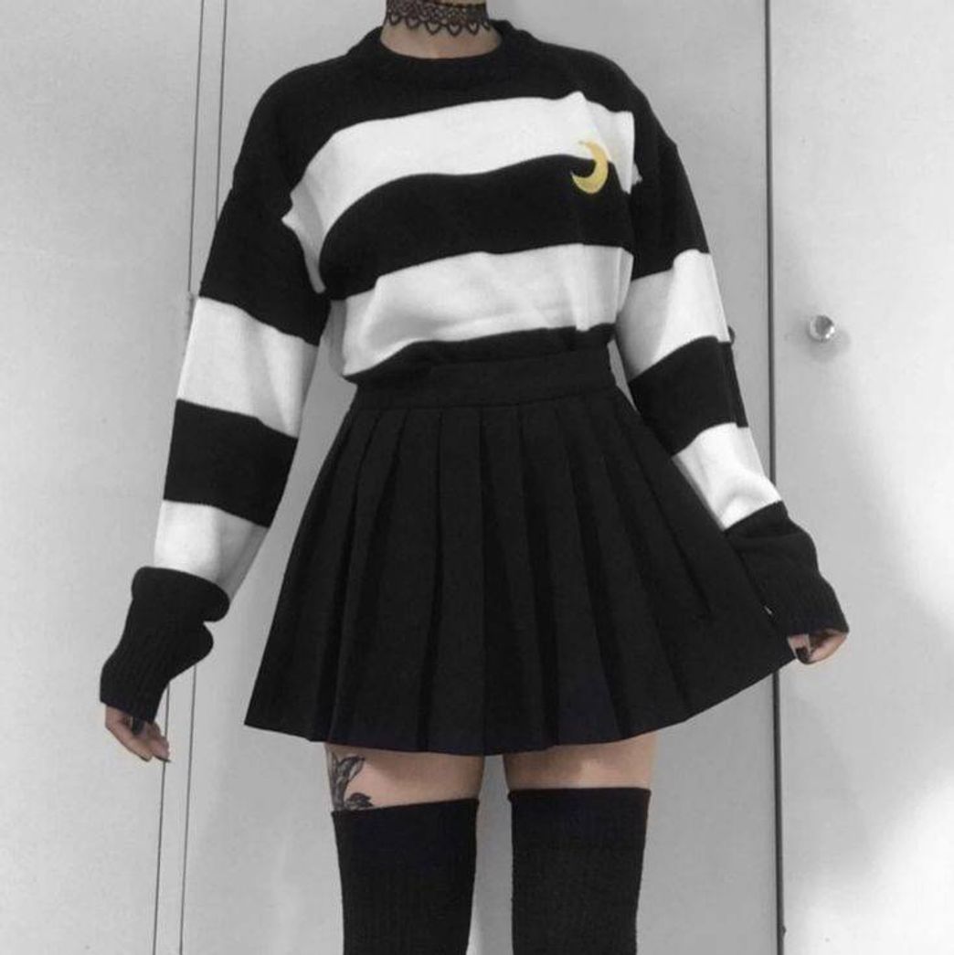 Moda Kawaii Stripe moon Sweater