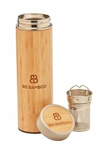 Big Bamboo - Infusor/termo de acero inoxidable aislado al vacío para bebidas