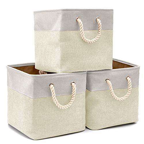 Social EZOWare Cajas de Almacenaje, 3 Pcs Cesta Organizador Cubos de Tela Plegable