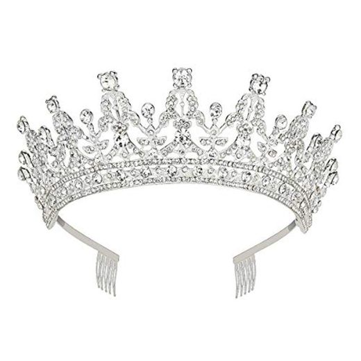 Makone Wedding Tiara Bridal Tiara Crystal Rhinestones Tiara Crown con Peine para