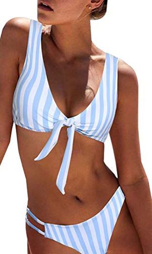 Yuson Girl Conjunto de bikini de cintura alta para mujer con diseño