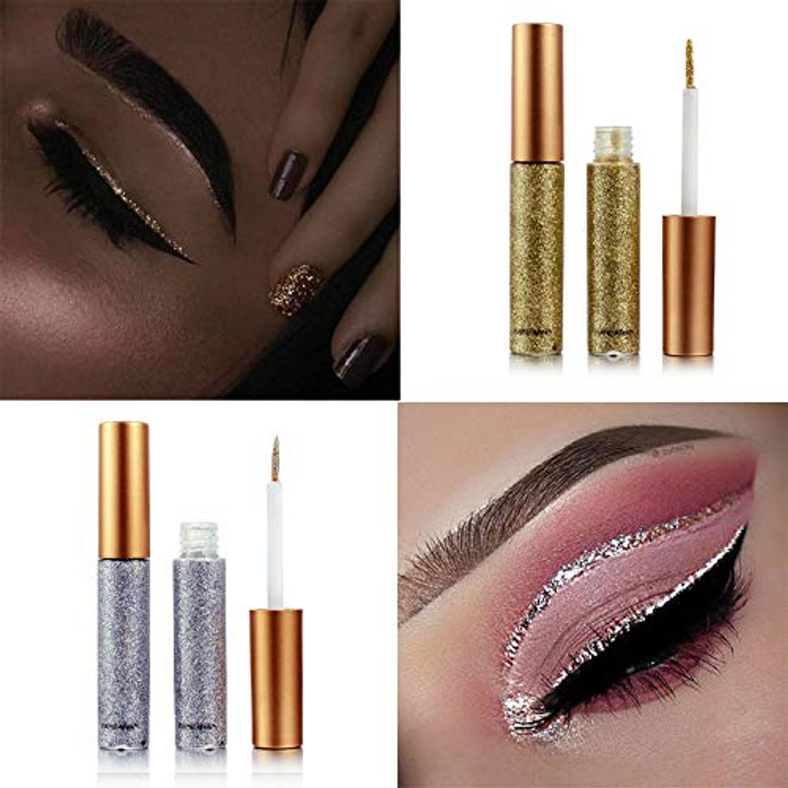 Brilho Eyeliner Liquid Maquillaje Eyes Liner Impermeable Oro Verde Shinning Diamante Pigmentado