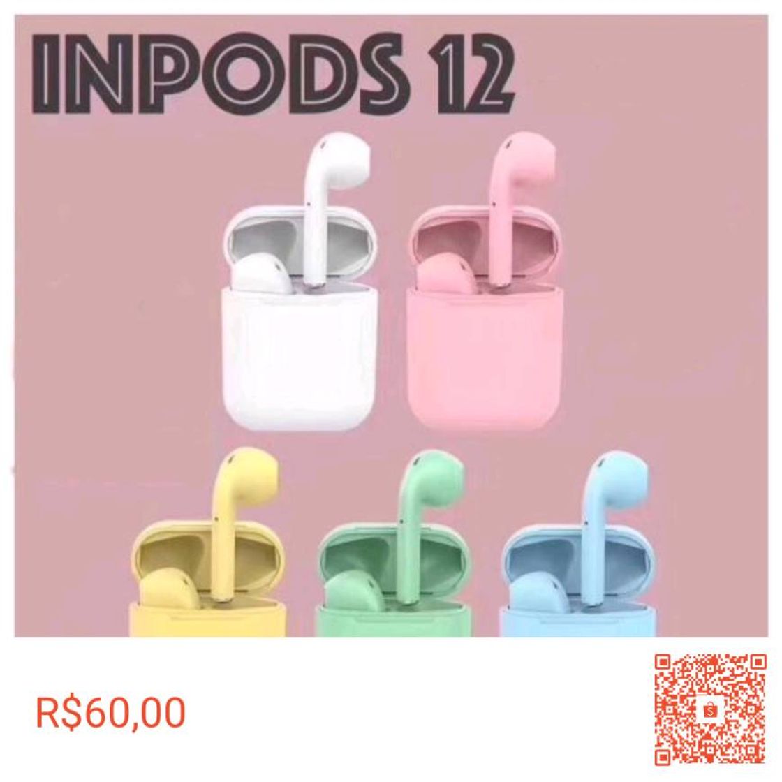 Moda Fone de ouvido bluetooth 5.0 macaron InPods 12 TWS