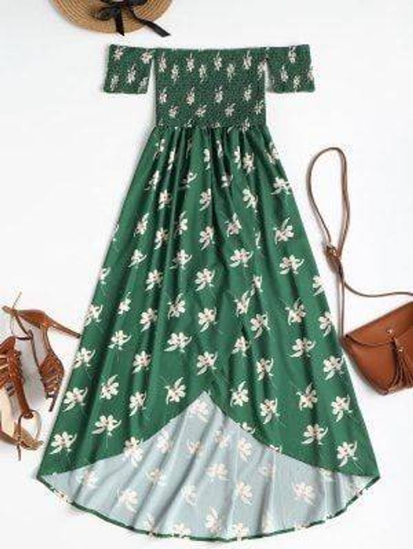 Fashion Vestido verde floral