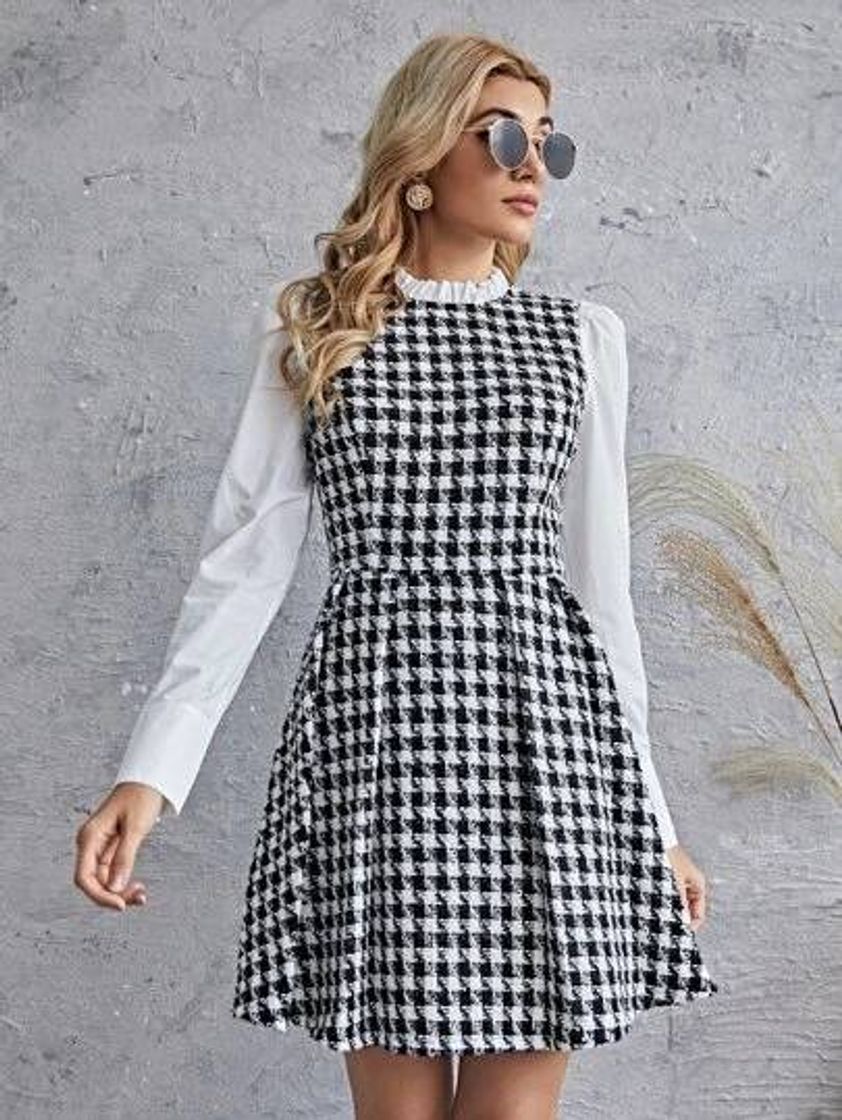 Moda Vestido estampado preto e branco 