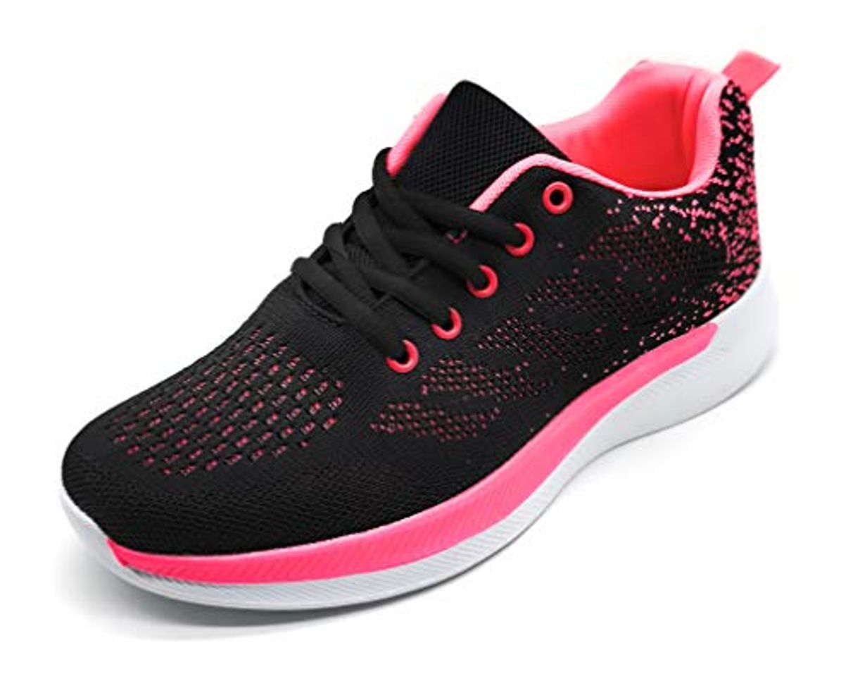 Fashion Zapatillas Deportivas Mujer Running Ligero Malla Transpirable con Cordones Zapatillas de Deporte para Mujeres Fitness Correr Atletismo Caminar Andar Gimnasia