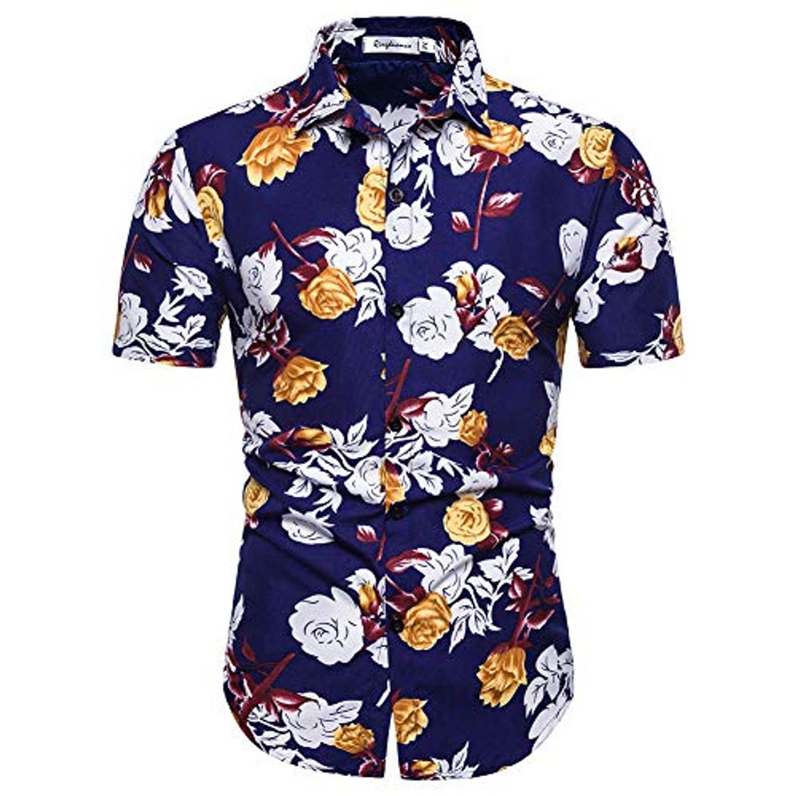 Fashion XJWDTX Camisa Casual De La Solapa De La Moda De Los Hombres del Verano Camisa Masculina De La Flor del Adolescente De La Manga Corta