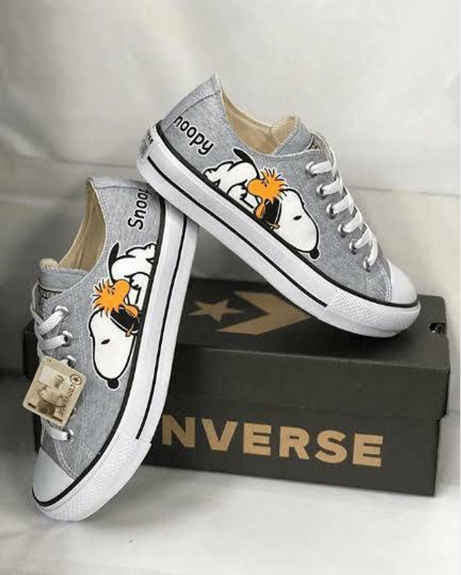 Fashion Tênis All Star Converse Cinza Snoopy